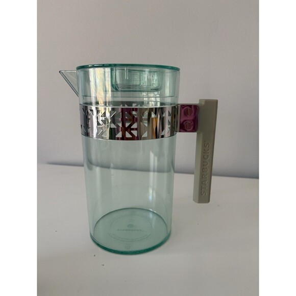 Starbucks Iced Coffee Pour Over Pitcher Green BPA Free 2013 Cone Pitcher Lid EUC - Picture 2 of 10